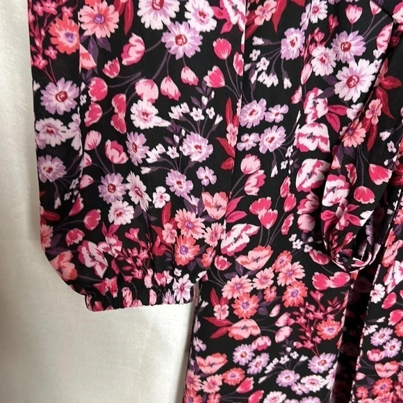 KENSIE pink dress,faux wrap,floral,sz 2, surplice,fairy,romantic,event,whimsical - Picture 5 of 15